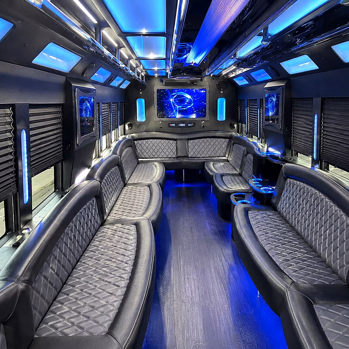 bryan 50 passenger party bus interior