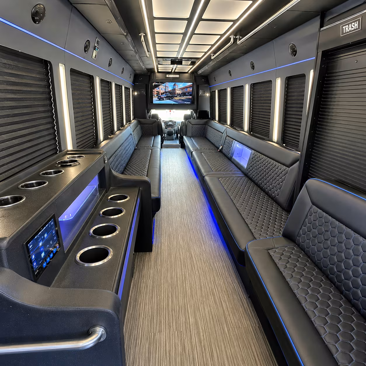 bryan party bus rental interior